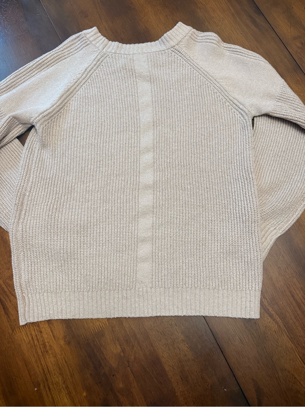 Pink Clover Light Beige Ribbed Raglan Pullover Sweater - Picture 9 of 15